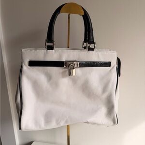 Danier Black Leather Handbag with Silver Plate Logo